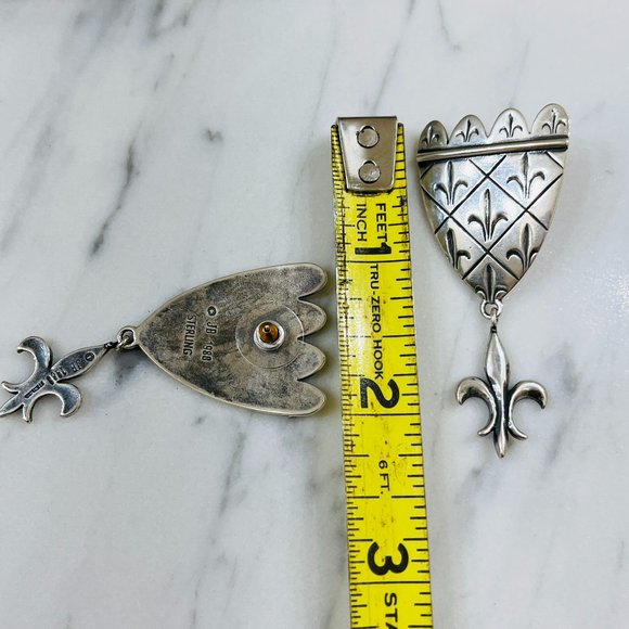 ❤️SOLD❤️VTG Sterling Fleur-de-lis earing's designed Jacqueline Barnett - Picture 6 of 6